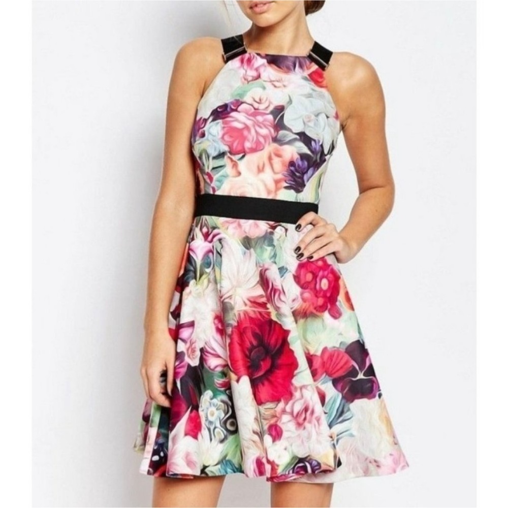 Ted Baker Samra Floral Skater Mini Dress Size 4